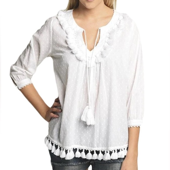 Roller Rabbit Tops - ROBERTA ROLLER RABBIT Women's White Hafsa Top size S